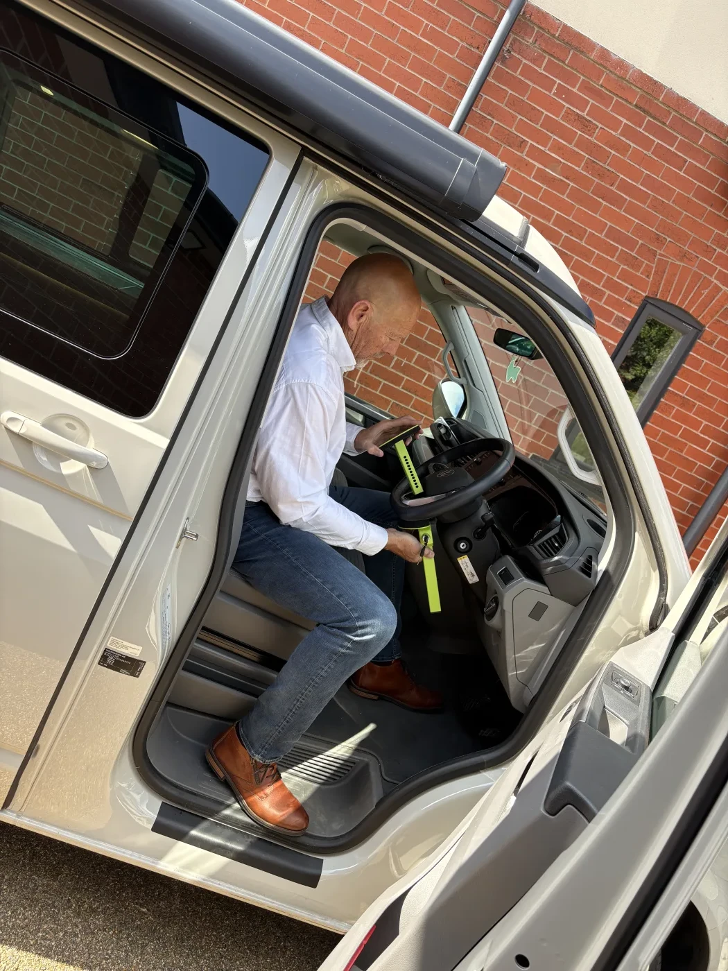 Resolute Compact being fitted inside a VW campervan cab